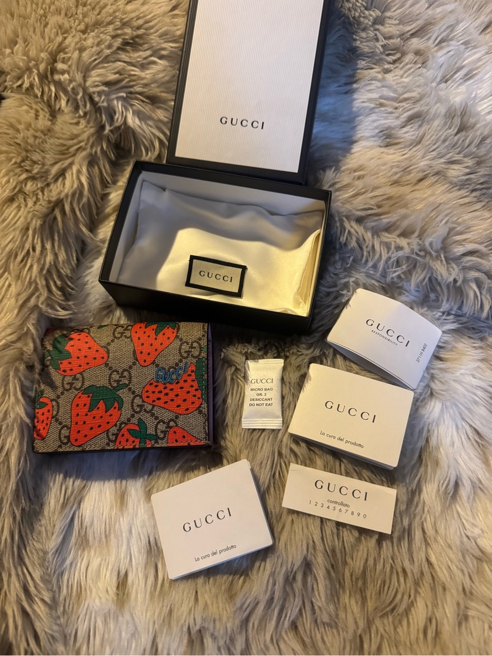 Gucci Strawberry Print GG Canvas Card Case - Red, Pink & Green